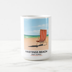 Hastings Beach, East Sussex vintage poster Koffiemok