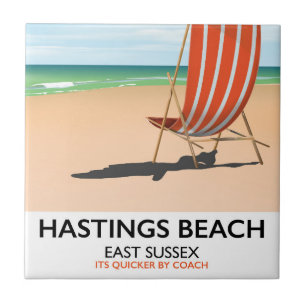 Hastings Beach, East Sussex vintage reisposter Tegeltje