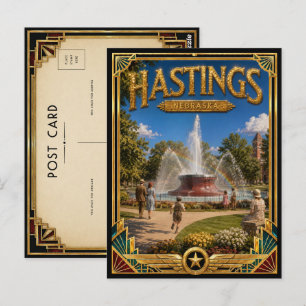 Hastings Nebraska Vintage Art Deco Gouden Tijdperk Briefkaart