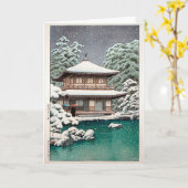 Hasui Kawase Winter Scene Kaart (Gele Bloem)