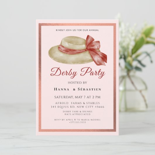 Hat Derby Party Invitation (Debout devant)