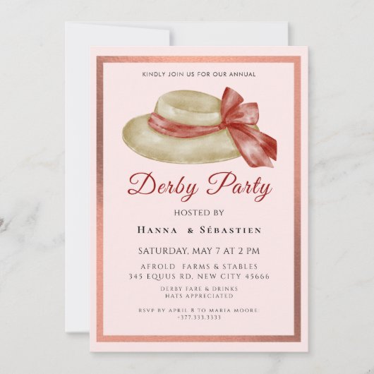 Hat Derby Party Invitation (Devant)