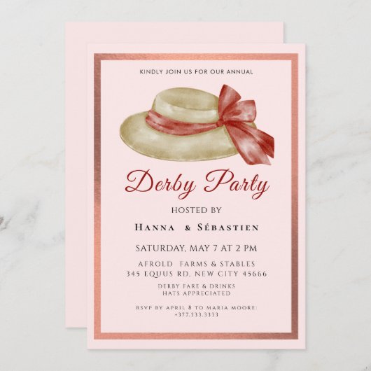 Hat Derby Party Invitation (Devant / Derrière)