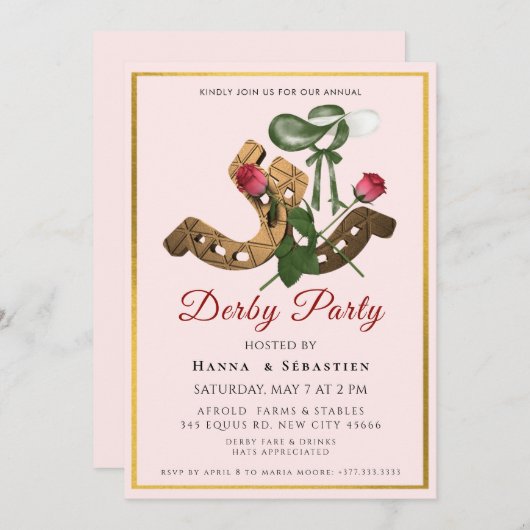 Hat Derby Party Invitation Kaart (Voorkant / Achterkant)