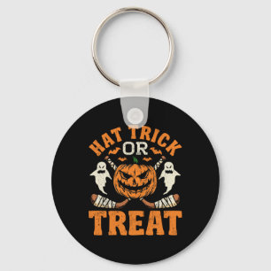 Hat Trick of Behandeling IJshockeyspeler Halloween Sleutelhanger