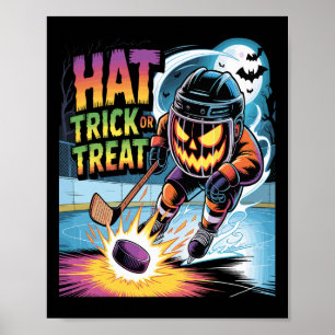 Hat Trick of snoep grappig ijshockey Halloween pom Poster