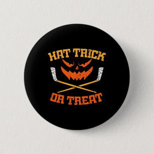 Hat Trick Or Treat Ice Hockey Halloween Boy Men Pl Ronde Button 5,7 Cm
