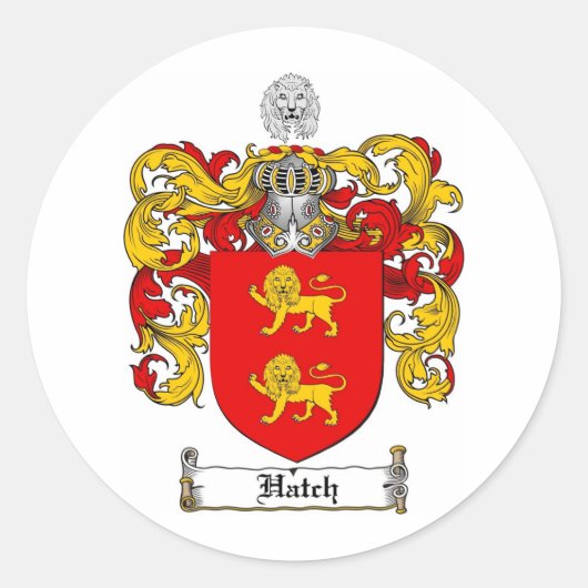 HATCH FAMILY CREST - HATCH WAPEN RONDE STICKER (Voorkant)