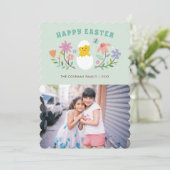 Hatché Floral Carte photo de vacances de Pâques - (Debout devant)