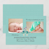 Hatché Par Deux Poussins Tl Photo Faire-part de na (Devant / Derrière)