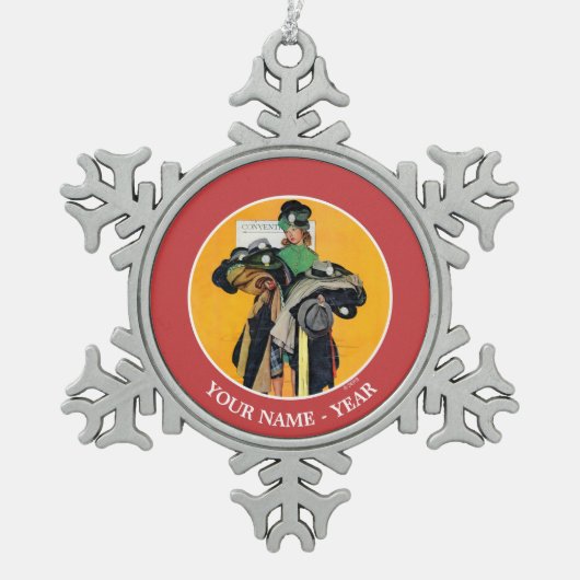 Hatcheck Girl Tin Sneeuwvlok Ornament (Voorkant)