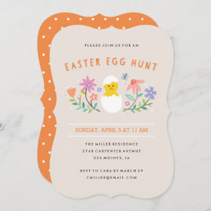 Hatched Easter Egg Hunt Invitation - Beige Kaart