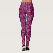 Hatched Scribbled Hearts Texture Pattern Leggings (Achterkant)