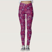 Hatched Scribbled Hearts Texture Pattern Leggings (Voorkant)