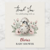 Hatching Soon Rustic Baby Chick Baby Shower Wijn Etiket (Enkel label)