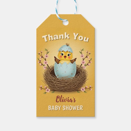 Hatching Soon Schattige Chick Bedankt Cadeaulabel (Voorkant)