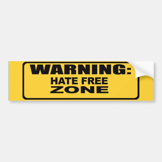 Hate Free Zone 2 Bumpersticker (Voorkant)