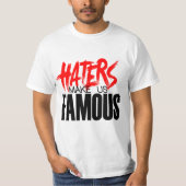 Haters maken ons beroemd rood/wit t-shirt (Voorkant)