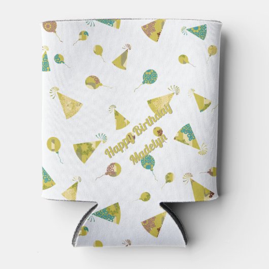 Hats and Balloons Party Pattern Silhouette Art Blikjeskoeler (Voorkant)