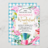 Hatter Alice Au Pays Des Merveilles Invitation Ann (Devant / Derrière)