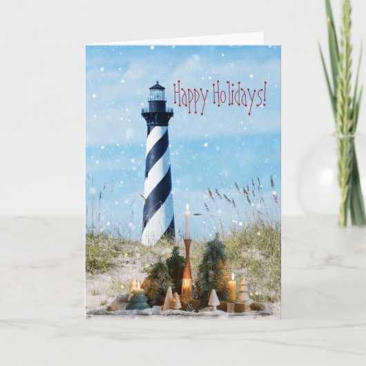 Hatteras Lighthouse Beach Kerstmis - Kerstkaart Feestdagen Kaart (Voorkant)