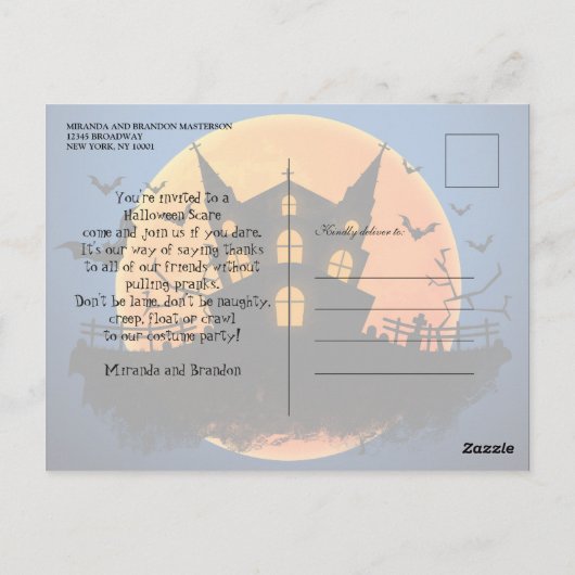 Hauné Maison Bats Graveyard Halloween Invitation (Dos)