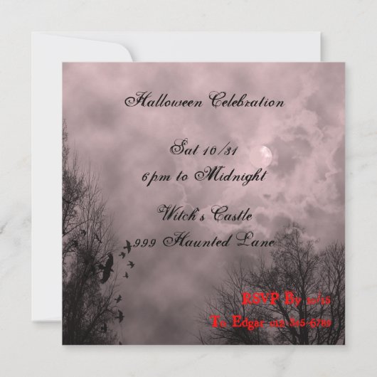Hauné Sky Red Mist Custom Halloween Invitation (Dos)