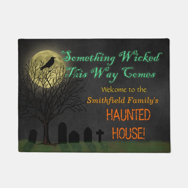 Hauned House Halloween Custom Crow Moon Deurmat (Voorkant)