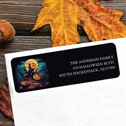 Hauned House Halloween Return Address Label