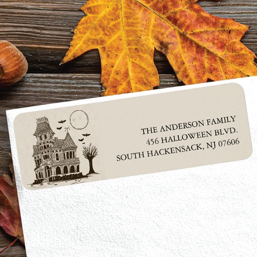 Hauned House Halloween Return Address Label