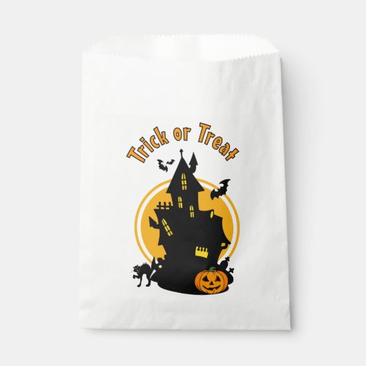 Hauned House met Bats Trick or treat Favor Bag Bedankzakje (Voorkant)