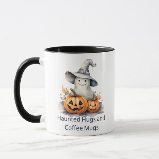 Haunee Hugs and Coffee Mugs Ghost Halloween Mug (Gauche)