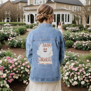 Haunt Bibliotheken Grappige Boekachtige Halloween Denim Jacket