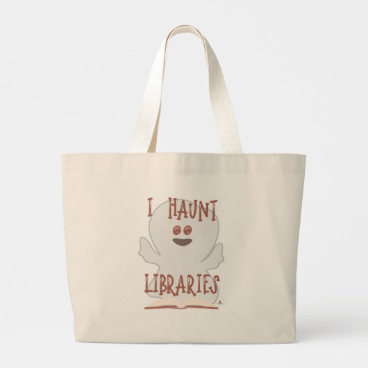 Haunt Bibliotheken Grappige Bookish Ghost Art Grote Tote Bag (Achterkant)
