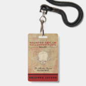 Haunted Asylum Halloween Party Personeel Badge (Voorkant met koord)