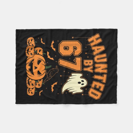 Haunted By 67 – Funny Ghost And Pumpkin Halloween Fleece Deken (Voorkant (Horizontaal))