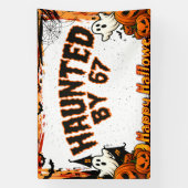 Haunted by 67 Funny Ghost And Pumpkin Halloween Spandoek (Verticaal)