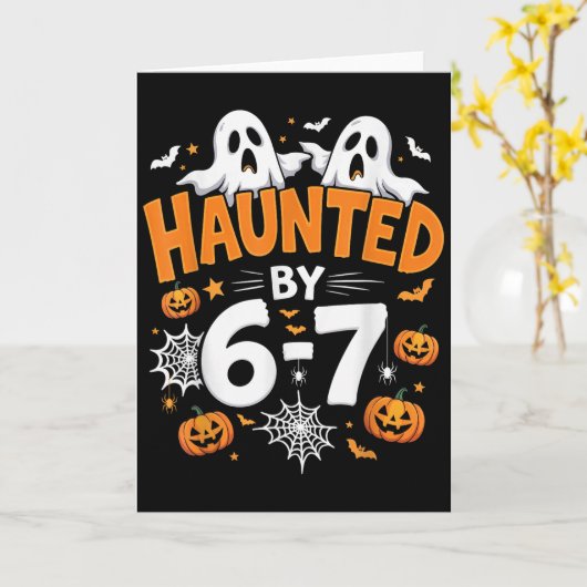 Haunted By 67 Funny Pumpkin And Ghost Halloween Co Kaart (Gele Bloem)