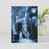 Haunted Castle Gothic Halloween Party Kaart (Staand voorkant)