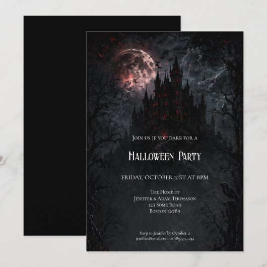 Haunted Castle Halloween Party invitation (Devant / Derrière)