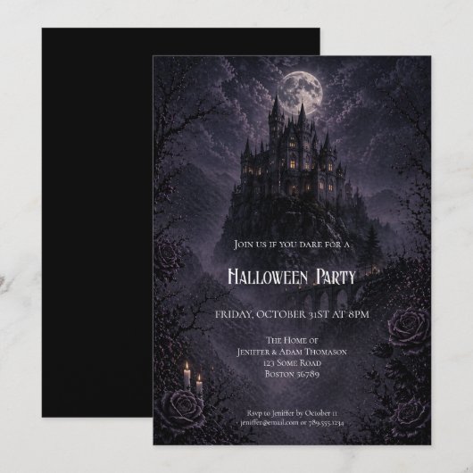 Haunted Castle Halloween Party invitation (Devant / Derrière)
