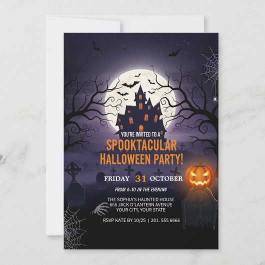 Haunted Castle Halloween Party Uitnodigen Kaart (Voorkant)