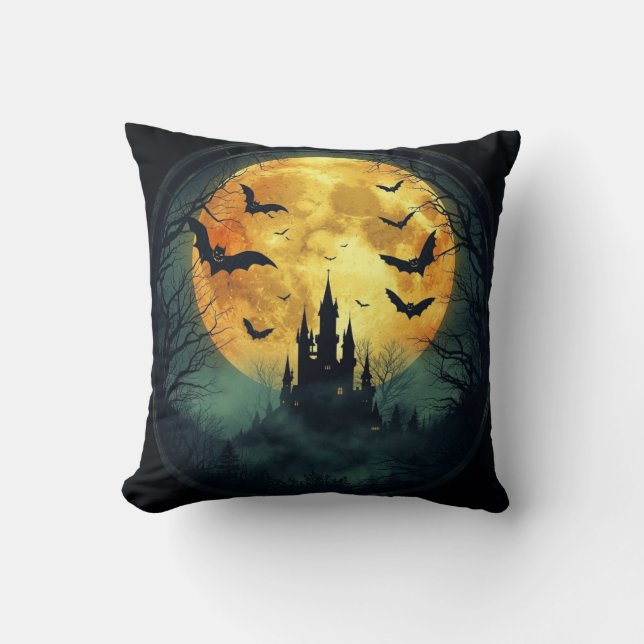 Haunted Castle Halloween Pillow Kussen (Voorkant)