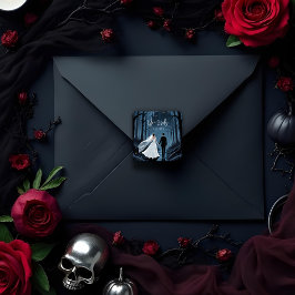 Haunted Castle Halloween Wedding or Engagement Vierkante Sticker