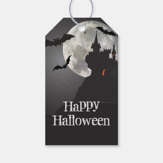 Haunted Castle Happy Halloween Cadeaulabel (Voorkant)