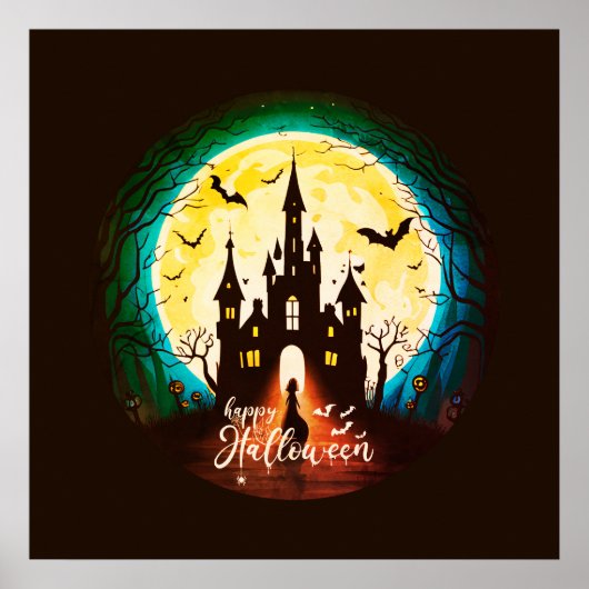 Haunted Castle Happy Halloween Creepy Poster (Voorkant)