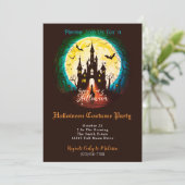 Haunted Castle Happy Halloween Kostuum Feest Kaart (Staand voorkant)