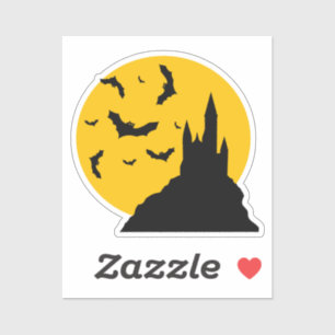 Haunted Castle met maan en vleermuizen Sticker