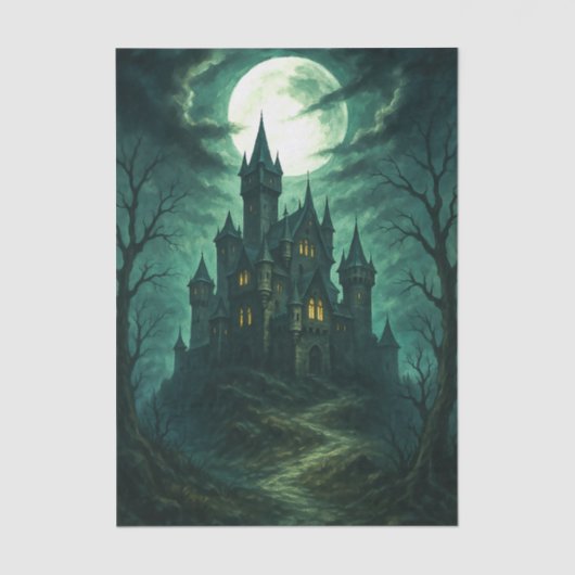 Haunted Castle Moonlit Gothic Decoupage Tissuepapier (Voorkant)