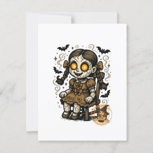 Haunted Doll – Halloween Cartoon Briefkaart